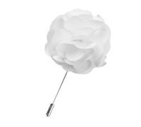 Men Handmade White Satin Flower Lapel Pin M15 Brooch