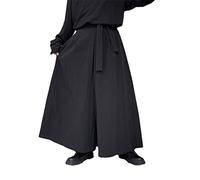 Men Harajuku Kimono Samurai Pants Casual Wide Pants Chinese Style Hanfu Tang Trousers Uniforms Black