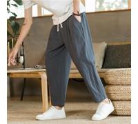 Men Harem Pants Loose Plus Size Solid Casual Drawstring Elastic Waist Trousers For Summer Streetwear Black Navy Blue Dark Gray Green White Light Gray Ankle Length(2XL Dark Gray)