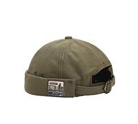 Men Hats Docker Cap Hats Beanie Sailor Cap Worker Hat Rolled Cuff Retro Brimless Hat with Adjustable, Dzm34-green, One Size
