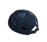 Men Hats Docker Cap Hats Beanie Sailor Cap Worker Hat Rolled Cuff Retro Brimless Hat with Adjustable (318-Dark Blue), 318-dark Blue, One size