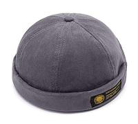 Men Hats Docker Cap Hats Beanie Sailor Cap Worker Hat Rolled Cuff Retro Brimless Hat with Adjustable, 7019-gray, One size