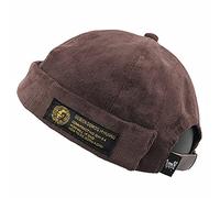 Men Hats Docker Cap Hats Beanie Sailor Cap Worker Hat Rolled Cuff Retro Brimless Hat with Adjustable, 7019-coffee, One size