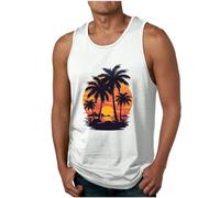 Men Hawaii Tank Top UK Sale Clearance,Sleeveless T-Shirts Male Muscle Basic Tees Tropical Print Tank Tops Casual Beach Vests Summer Breathable Tshirt Holiday Vest Lightweight Blouse Loose Streetwear