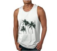 Men Hawaii Tank Top UK Sale Clearance,Sleeveless T-Shirts Male Muscle Basic Tees Tropical Print Tank Tops Casual Beach Vests Summer Breathable Tshirt Holiday Vest Lightweight Blouse Loose Streetwear