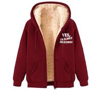 Men Hiking Jacket UK Yes, I'M Always Freezing Print Fleece Hoodies For Men UK Full Zip Up Jacket Tops Winter Jackets Work Fleece Zip Up Hoodie With Hood Sherpa Fleece Hoodies Wine