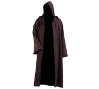 Men Hooded Robe Cloak Knight Fancy Cool Cosplay Costume EU Size Small Brown