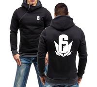 Men Hoodie Half Zip Coat for Rainbow Six Siege Long Sleeve Tops Hoody Color-blocking Tracksuit with Pocket Outwear Pullover Sweatshirt Casual Jackets-Black Gray||L