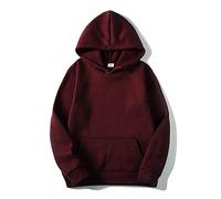 Men Hoodies Oversize Solid Color Plus Velvet Men Sweater Popularity Casual Couple Outfit Comfortable Neutral Style Men Sweatshirt with Pockets A-Red1 L