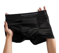 Men Ice Silk Boxer Shorts Mid Waist Glossy Smooth