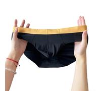 Men Ice Silk Briefs Seamless Bulge Pouch Underwear Ultra-thin Mid-Rise Trunks L-3XL(Black 3XL)