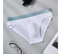 Men Ice Silk Low Rise Briefs Ultra-thin Seamless Breathable Underwear Underpants(L White)