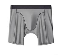 Men Ice Silk Sporty Long Leg Boxers Thin Breathe Trunk Anti-wear Legs Underpants Mens Underwear for ML703 New Ice Silk Plus Size Sports Anti-Chafing Leggings(XL Gray)