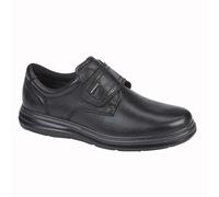 Men IMAC Black Leather Extra Wide Touch Fastening Shoe PU Sole