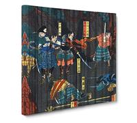 Men in Battle by Utagawa Yoshikazu Canvas Print | Gallery Wrapped 30mm Frame Wall Art | 20x20 inches | Ready to Hang | Modern People Picture | Living Room Bedroom Lounge Office