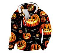 Men In Black Halloween Costume Printed Hoodies For Men Uk Color Printing Sweatshirt Long Sleeve Pullover Jack-O'-Lantern Pumpkin Sweatshirts Half Zip Hooded Jumpers 1/4 Zip Holiday Costumes Adult
