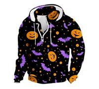 Men In Black Halloween Costume Printed Hoodies For Men Uk Color Printing Sweatshirt Long Sleeve Pullover Jack-O'-Lantern Pumpkin Sweatshirts Half Zip Hooded Jumpers 1/4 Zip Holiday Costumes Adult
