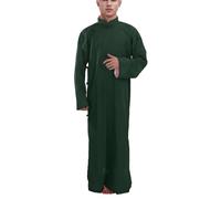 Men Islamic Kaftan - Men'S Robes Indian Robes Muslim Solid Color Robes Mandarin Jacket (Army Green S)