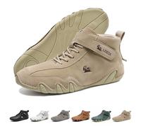 Men Italian Handmade High Top Boots, Outdoor Beck Shoes Waterproof ldeck Barefoot Shoes Non Slip Breathable Lightweight Casual Chukka Boots for Hiking Camping & Driving(Khaki,46 EU)