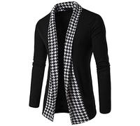 Men Jacket Slim Fit Lapel Medium Length Men Cardigan Solid Color/Splicing Thin Section Men Transition Jacket Comfortable Breathable Casual Men Jacket H-Black3 S