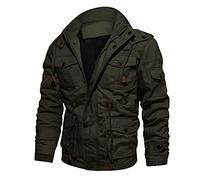 Men Jackets Padded Bomber Cargo Jackets Flannel Fur Lined Military Jacket Winter Coat Cotton Windbreaker Winter Outdoor Softshell Jackets Casual Outwear Coat Warm Ski Snow Winter Coat With Pockets