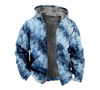 Men Jackets Winter,Male Autumn And Winter Printing Hooded Pocket Zipper Plus Velvet Thick Coat Fleece Coat Jacket Tops