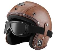 Men Jet motorcycle helmet, Retro 3/4 Half Helmets, Moped Helmet Unisex, DOT Approved Scooter helmet, Open Face Motorcycle Helmets with Goggles, German Style Skull Cap Helmets 8,M=56-58cm