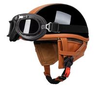 Men Jet motorcycle helmet, Unisex German Style Half Helmet, Lightweight Moped Helmet Approved DOT Baseball Cap Helmets, Skull Cap Helmets with Goggles for Cruiser Scooter Chopper 13,M=55-56cm