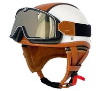 Men Jet motorcycle helmet Unisex Open Face Motorcycle Helmets, DOT Approved Retro German Style Half Helmet, Scooter Helmets with Goggles, Skull Cap Helmet, for Moped, Cruiser 11,XL=59-60cm