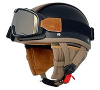 Men Jet motorcycle helmet Unisex Open Face Motorcycle Helmets, DOT Approved Retro German Style Half Helmet, Scooter Helmets with Goggles, Skull Cap Helmet, for Moped, Cruiser 6,XXL=61-62cm