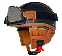 Men Jet motorcycle helmet Unisex Open Face Motorcycle Helmets, DOT Approved Retro German Style Half Helmet, Scooter Helmets with Goggles, Skull Cap Helmet, for Moped, Cruiser 8,XL=59-60cm