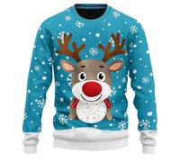 Men Jumper Winter - Christmas Print Crew Neck Sweatshirt For And Wo - Holiday Graphic Tee For Festive Celebration (Sky Blue Xxxxl)