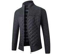 Men Jumpers 4Xl Knitted Woollen Mens Autumn/Winter Cardigan Hooded Jacket Autumn And Winter Plaid Hooded Fleece Knitted Sweater Sweater Jacket Sportswear Knitwear Tops Black XXL