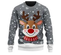 Men Jumpers And Sweaters - Christmas Reindeer Print Knit Turtleneck Hoodie Cozy & Stylish Holiday Sweater (Grey Xl)
