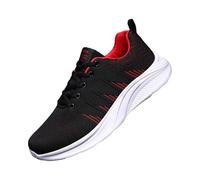 Men Knit Running Flats Sneakers Lace Up Low Top Red
