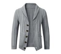 Men Knitted Sweater Cardigan Jacket Business Style Mens Sweaters Button Cardigan Solid Color Autumn Winter Thick Warm Coat Clothing Mens Knitted solid color Cardigan Sweater Button with Pockets