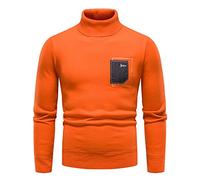 Men Knitted Top Long Sleeve Sweater Winter Sweaters for Men UK Winter Warm Cashmere Pullover Solid Sweater Turtleneck Long Sleeve Polos Knitwear Pullover Sweaters for Orange XL