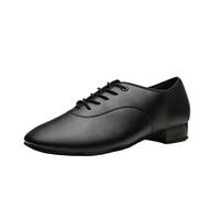 Men Latin Dance Shoes Modern Tango Salsa Leather Ballroom Shoes Square Heels Children Man Sneaker Jazz For Hip Hop(Black Matte,42)