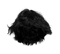 Men Layered Fluffy Synthetic Short Black Wig Handsome Toupee Hair Pieces Breathable for Most Scenes