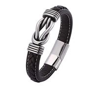 Men Leather Bracelet, Infinity Knot Bracelet Leather Bangle Charming Couple Bracelets Wristbands Vintage Cuff Bangle Lucky Jewelry For Men Women Brown 20.5Cm