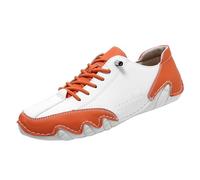 Men Leather Breathable Non Slip Soft Sole Casual Driving Shoe, Wide Fit Hiking Sneakers Slip-On Lightweight Walking Shoes Outdoor Minimalist Casual Shoes Waterproof Leisure Sneaker Orange