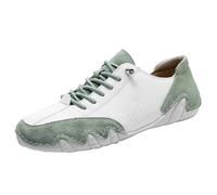 Men Leather Breathable Non Slip Soft Sole Casual Driving Shoe, Wide Fit Hiking Sneakers Slip-On Lightweight Walking Shoes Outdoor Minimalist Casual Shoes Waterproof Leisure Sneaker Mint Green