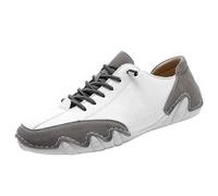 Men Leather Breathable Non Slip Soft Sole Casual Driving Shoe, Wide Fit Hiking Sneakers Slip-On Lightweight Walking Shoes Outdoor Minimalist Casual Shoes Waterproof Leisure Sneaker Grey