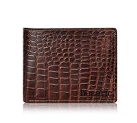 Men Leather Wallet - RFID Blocking, Slim & Stylish with Compartments and ID Window, Bifold Mens Wallet, Gift for Men, Crocodile Pattern, Brown, Full Alligator