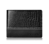 Men Leather Wallet - RFID Blocking, Slim & Stylish with Compartments and ID Window, Bifold Mens Wallet, Gift for Men, Crocodile Pattern, Black, 1 x 5 x 4 inches, Half Alligator