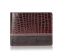 Men Leather Wallet - RFID Blocking, Slim & Stylish with Compartments and ID Window, Bifold Mens Wallet, Gift for Men, Crocodile Pattern, Brown, Half Alligator