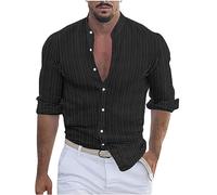 Men Linen Shirt UK Solid Button Down Long Sleeve Business Formal Dress Shirts Turn Down Blouses Summer Beach Casual Loose Fit Tops Office Work Shirts Comfortable Cotton Linen Tops S-3XL