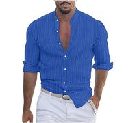 Men Linen Shirt UK Solid Button Down Long Sleeve Business Formal Dress Shirts Turn Down Blouses Summer Beach Casual Loose Fit Tops Office Work Shirts Comfortable Cotton Linen Tops S-3XL