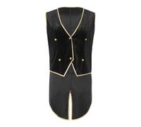 Men Lion Tamer Tailcoat Ringmaster Jacket Viking Tunic Vest Black 3XL