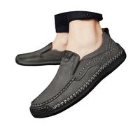 Men Loafers Authentic Beer Festival Men's Oxford Leather Shoes Oktoberfest Slip-Resistant Loafers for German Parties Weddings Casual Events & Pub Gatherings Grey